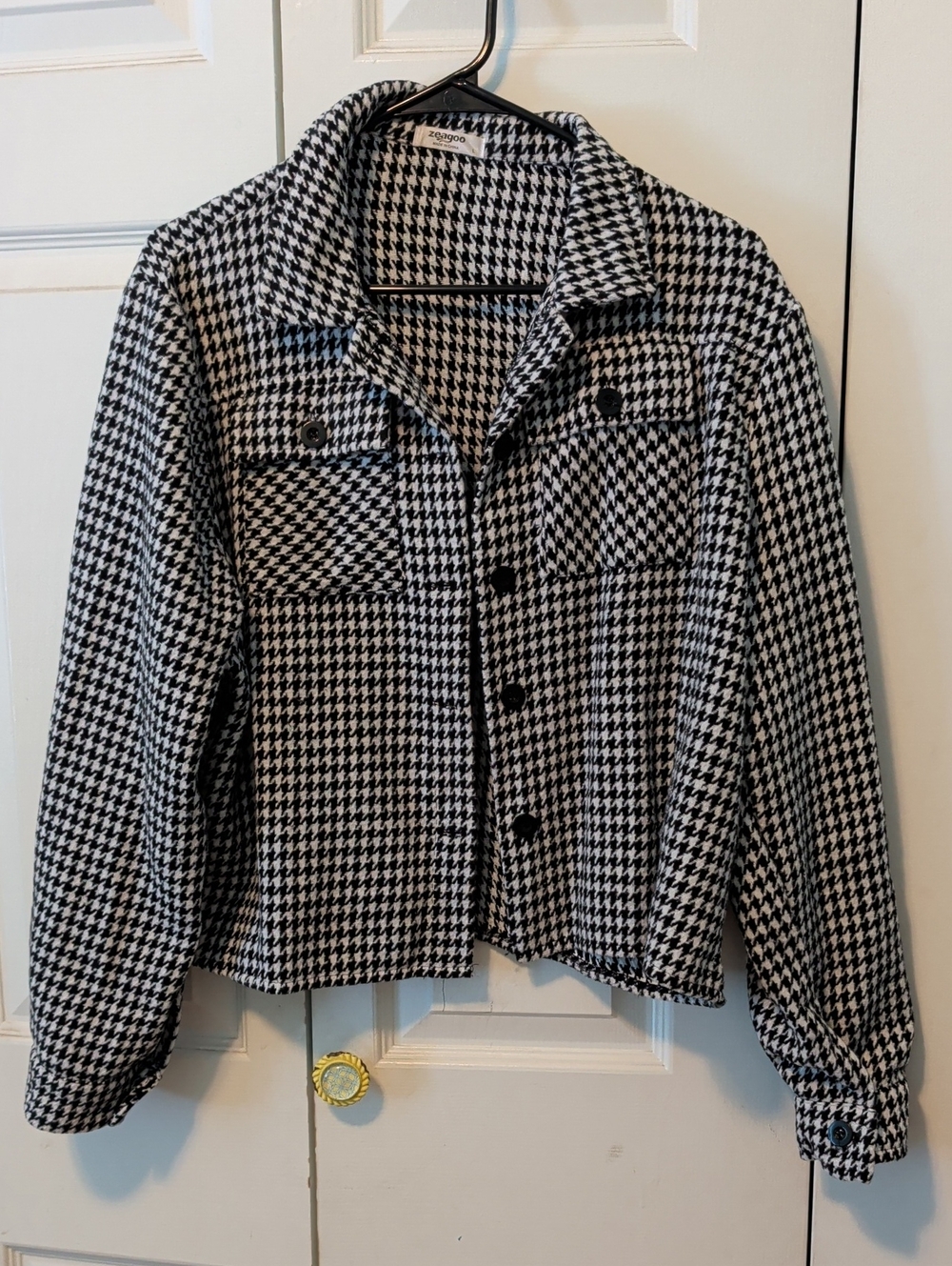zeagoo Black & White Houndstooth Jacket